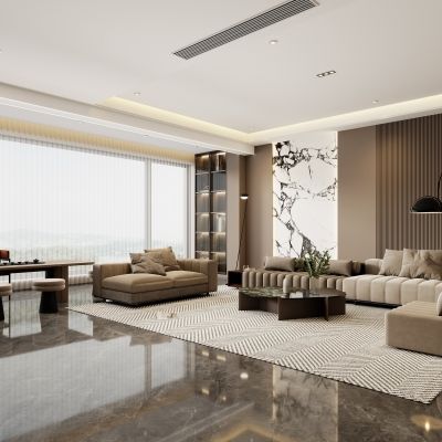 现代客厅，客厅，沙发，背景墙