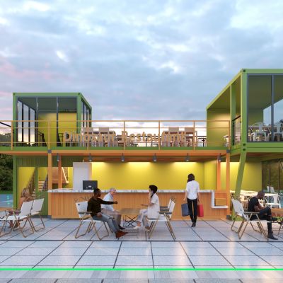 现代集装箱咖啡店3D模型