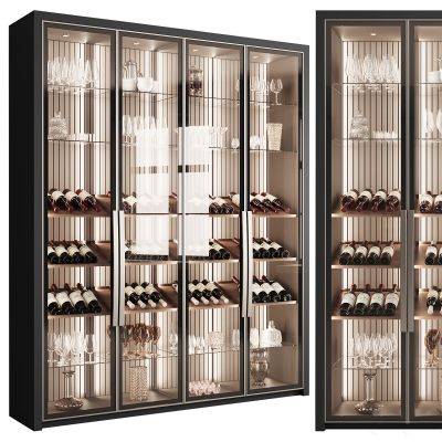 现代玻璃双开门酒柜