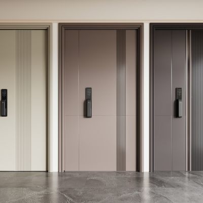 现代单开门 防盗门 入户门 防盗门 子母门 指纹锁门 智能锁