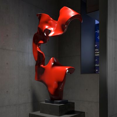现代室内雕塑装置_红色雕塑摆件
