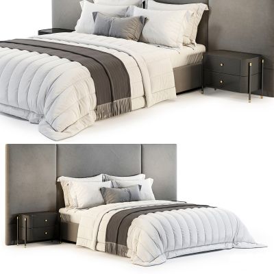 现代布艺双人床