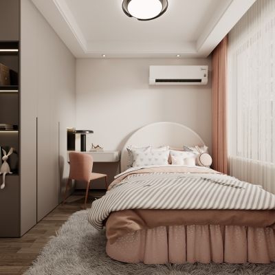 现代卧室，小孩房，女孩房，次卧