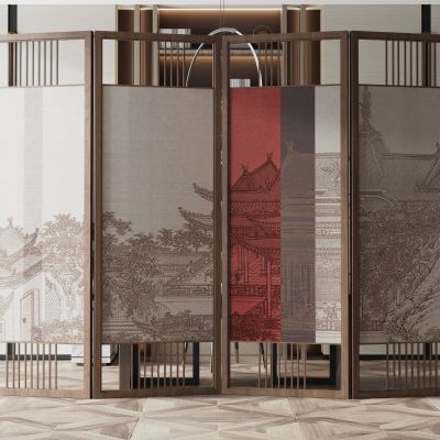 新中式屏风  隔断