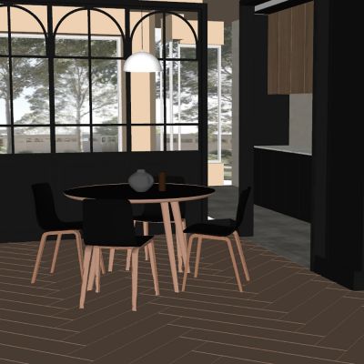 法式餐厅 餐桌 吊灯 推拉门