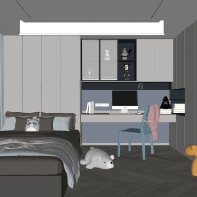 榻榻米卧室 饰品 休闲椅 造形吊顶 书桌 衣柜