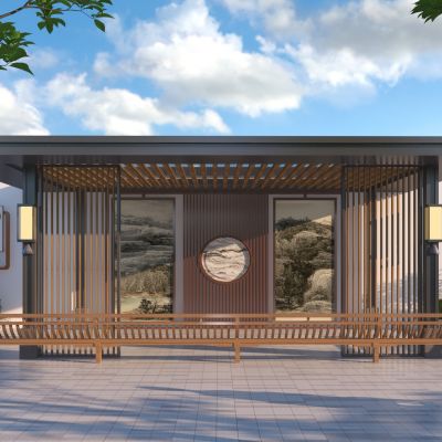 新中式廊架 亭子3D模型