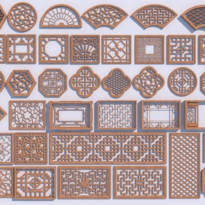 新中式镂花窗3D模型