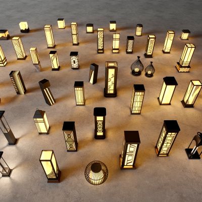 现代中式景观灯 草坪灯 庭院灯 户外灯场景组合