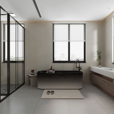 现代卫生间 浴室 浴缸