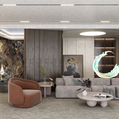 诧寂风意式椭圆造型顶客厅