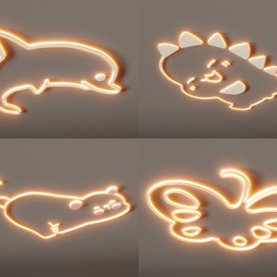 su儿童吸顶灯 简约时尚儿童灯 卧室灯 蝴蝶灯 海豚灯 恐龙小熊灯  卡通灯3d模型组合