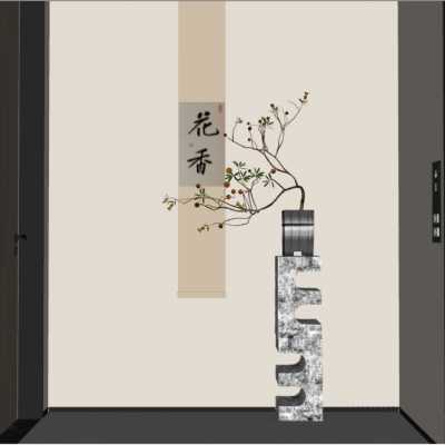 新中式盆景 字画