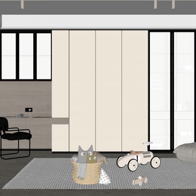 现代书房 书柜 书桌 椅子 装饰品 