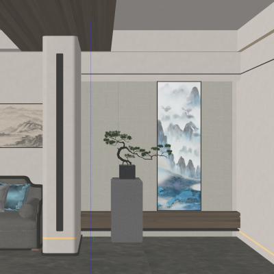 新中式入户端景玄关