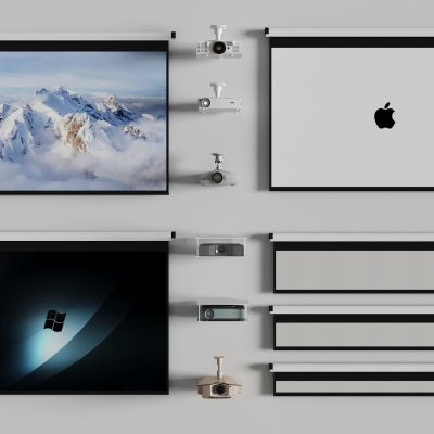 现代投影仪 投影幕布3D模型