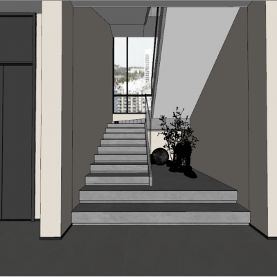 新中式楼梯间 扶手楼梯