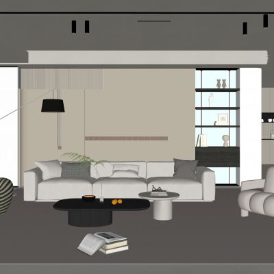 现代客厅 无主灯客厅 沙发组合 茶几组合 饰品摆件