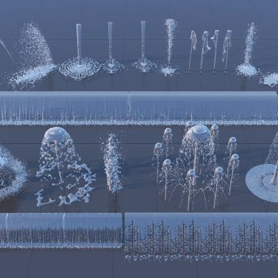 现代喷泉组合3D模型