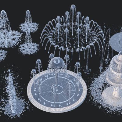 现代喷泉水柱水花水景流水景观水池喷泉小品3D模型