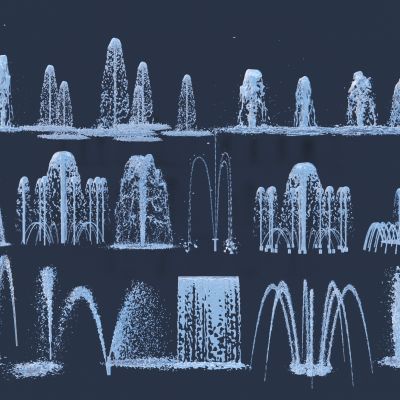 现代喷泉组合3D模型