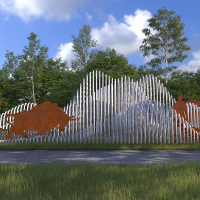 现代乡村农耕雕塑小品3D模型