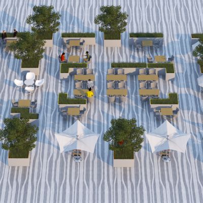 现代户外休闲座椅组合3D模型