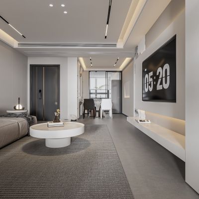 现代客餐厅 无主灯客厅 沙发组合 茶几组合 饰品摆件