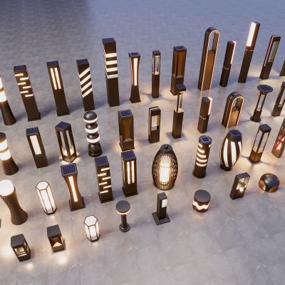 现代景观灯 现代户外灯 景观灯组合 草坪 草地路灯 花园室外 庭院灯