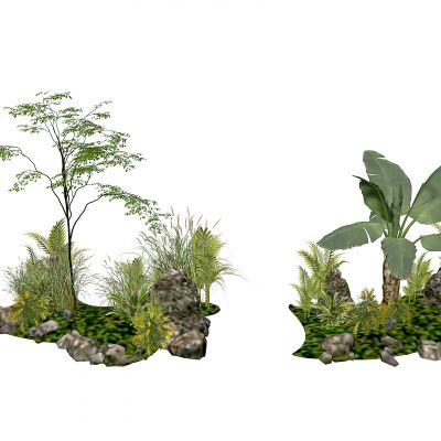 su植物组合 庭院小景 景观石_花圃_草坪景观_庭院景观3d模型