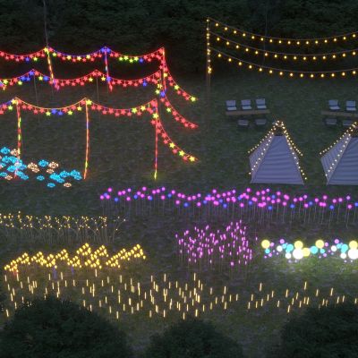 现代氛围灯_星星灯_户外彩灯_霓虹灯3D模型