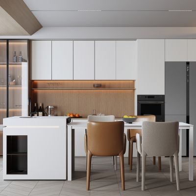 现代家居餐厅，餐边柜，酒柜，餐桌