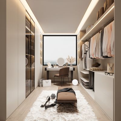 现代开放式衣帽间 