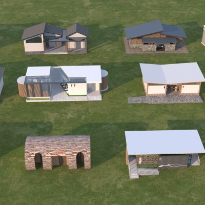 新中式公共厕所组合3D模型