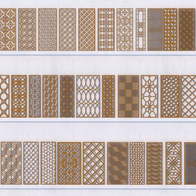 新中式隔断_格栅_镂空金属3D模型