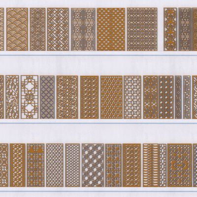 新中式隔断_格栅_镂空金属3D模型