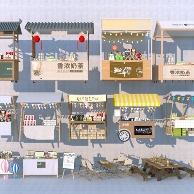 现代夜市摊位合集3D模型