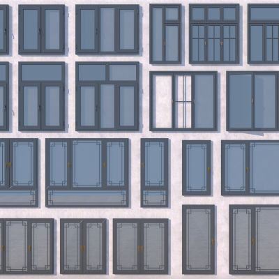 现代金属推拉窗合集3D模型