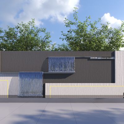 现代景墙围墙3D模型