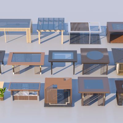 现代景观亭组合3D模型