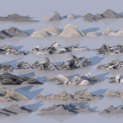 新中式景观石组合 庭院小品 庭院假山石 拟山石3D模型