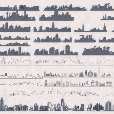 现代剪影墙饰墙绘3D模型