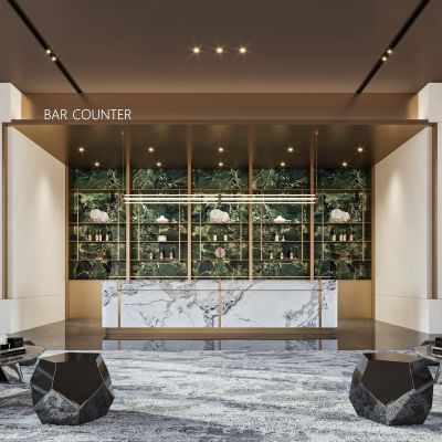 现代售楼处水吧区 水吧台