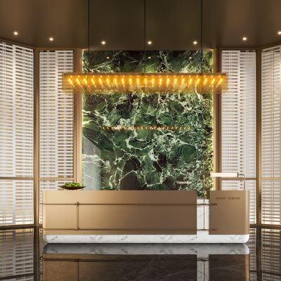 现代售楼处前厅 前台 服务台 接待台