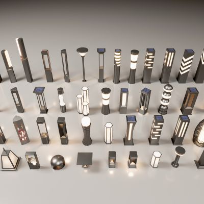 现代景观灯 现代户外灯 景观灯组合 草坪 草地路灯 花园室外 庭院灯