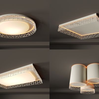3d现代简约大气高档  客厅灯 卧室灯 吸顶灯 方形圆形几何形灯具组合