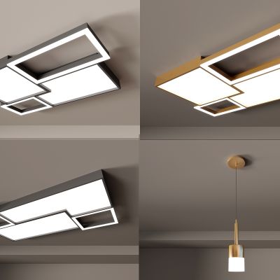 现代吸顶灯 时尚吊灯 客厅灯 卧室灯 几何造型吸顶灯3d模型组合