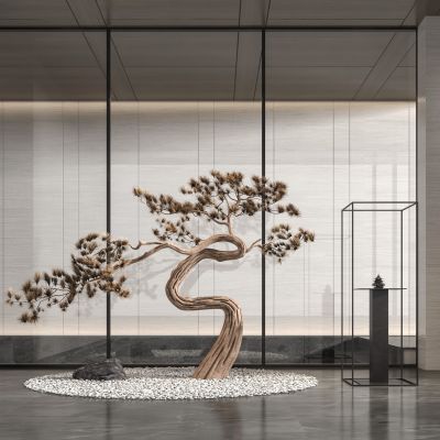 新中式仿真松树雕塑装置