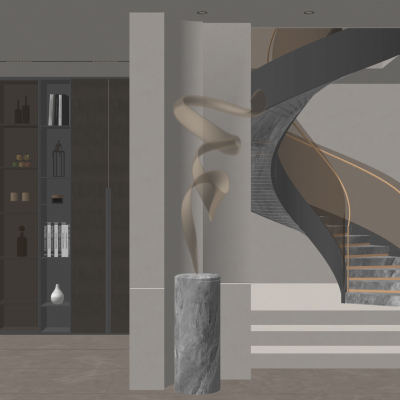 轻奢奶油简约风楼梯间隔断玄关