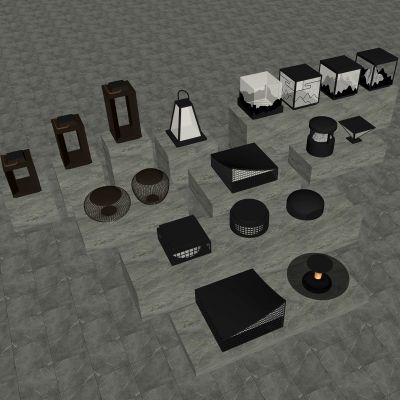 现代景观灯 现代户外灯 景观灯组合 草坪 草地路灯 花园室外 庭院灯